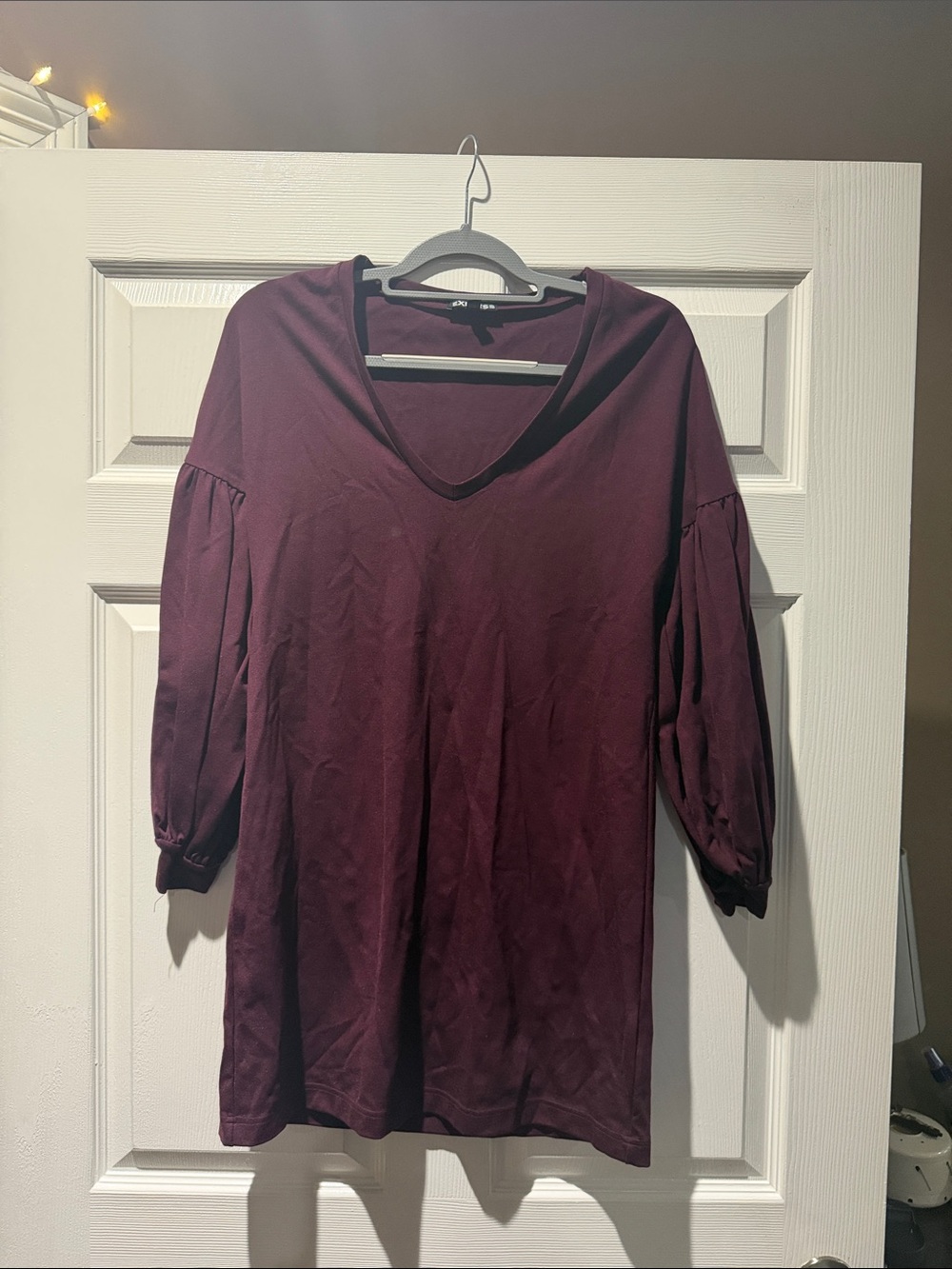 Express Plum V-Neck Balloon Sleeve Tunic